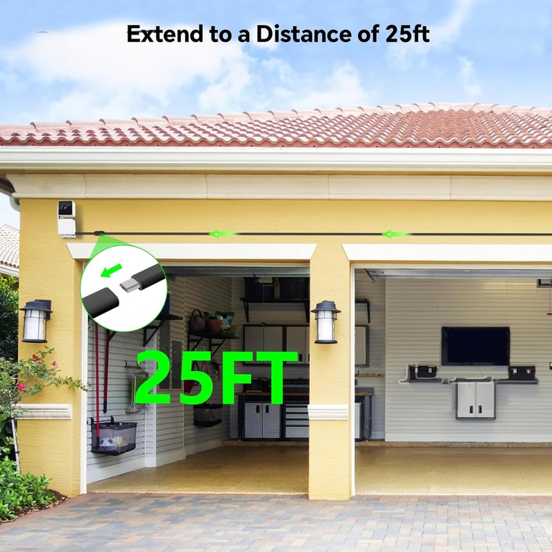 delilyn 25FT Outdoor Power Adapter for WYZE Cam V4/Cam OG/V3/V3 Pro, L-Shape Micro USB Extension Cable for Cam Pan V3, IP67 Waterproof Flat Cable Charge Your Camera - Image 5